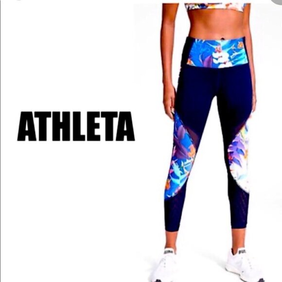 Athleta tropical precision 7/8 laser cut leggings - Picture 1 of 9